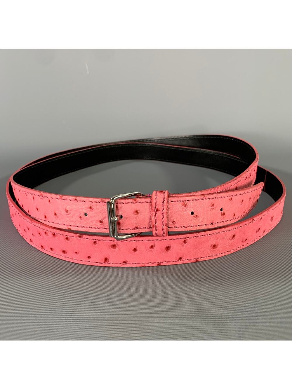 MAX MARA Waist Size S Pink Textured Ostrich Leather Belt